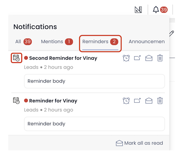 Image showing reminders notifications
